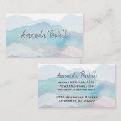  blauw waterverf abstract artistiek visitekaartje (Voorkant / Achterkant)