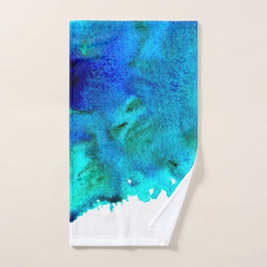 Blauw waterverf abstract oceaanontwerp bad handdoek (Handdoek)