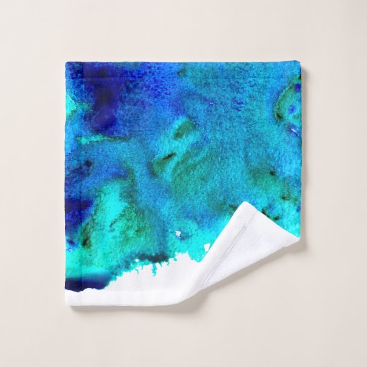 Blauw waterverf abstract oceaanontwerp bad handdoek (Wasdoekje)