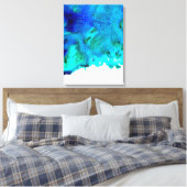 Blauw waterverf abstract oceaanontwerp canvas afdruk (Insitu (Slaapkamer))