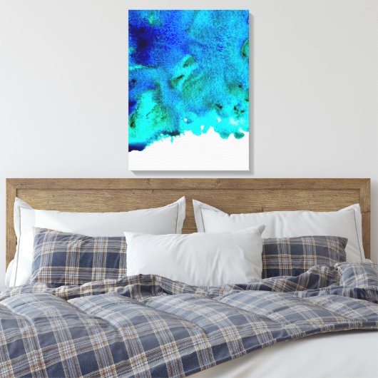 Blauw waterverf abstract oceaanontwerp canvas afdruk (Insitu (Slaapkamer))
