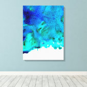 Blauw waterverf abstract oceaanontwerp canvas afdruk (Insitu (Houten vloer))