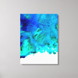Blauw waterverf abstract oceaanontwerp canvas afdruk