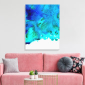 Blauw waterverf abstract oceaanontwerp canvas afdruk (Insitu (Woonkamer))