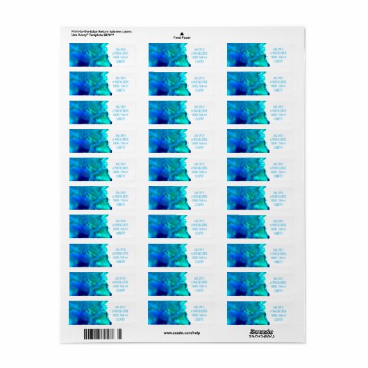 Blauw waterverf abstract oceaanontwerp etiket (Full Sheet)