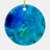Blauw waterverf abstract oceaanontwerp keramisch ornament (Achterkant)