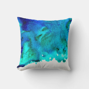 Blauw waterverf abstract oceaanontwerp kussen