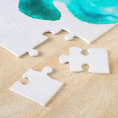 Blauw waterverf abstract oceaanontwerp legpuzzel (Zijkant)