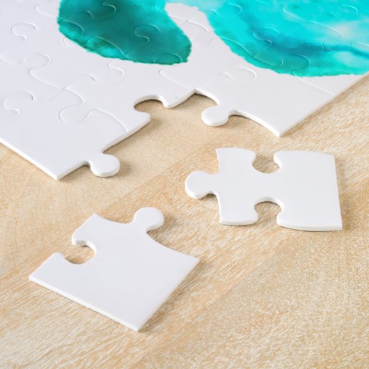 Blauw waterverf abstract oceaanontwerp legpuzzel (Zijkant)