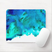 Blauw waterverf abstract oceaanontwerp muismat (Met muis)