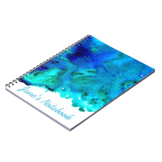 Blauw waterverf abstract oceaanontwerp notitieboek (Linkerzijde)