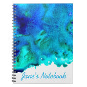 Blauw waterverf abstract oceaanontwerp notitieboek (Voorkant)