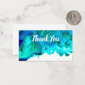 Blauw waterverf abstract oceaanontwerp notitiekaartje (Voorkant / Achterkant in situ)