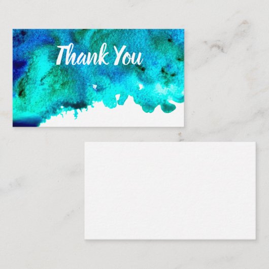 Blauw waterverf abstract oceaanontwerp notitiekaartje (Voorkant / Achterkant)