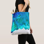 Blauw waterverf abstract oceaanontwerp tote bag (Dichtbij)