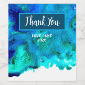 Blauw waterverf abstract oceaanontwerp wijn etiket (Enkel label)