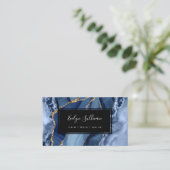 blauw waterverf agate visitekaartje (Staand voorkant)