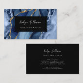 blauw waterverf agate visitekaartje (Voorkant / Achterkant)