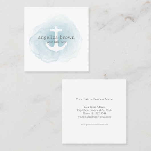 Blauw Waterverf Anchor Visitekaartje (Voorkant / Achterkant)