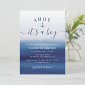 blauw waterverf ankerbaby shower kaart (Staand voorkant)