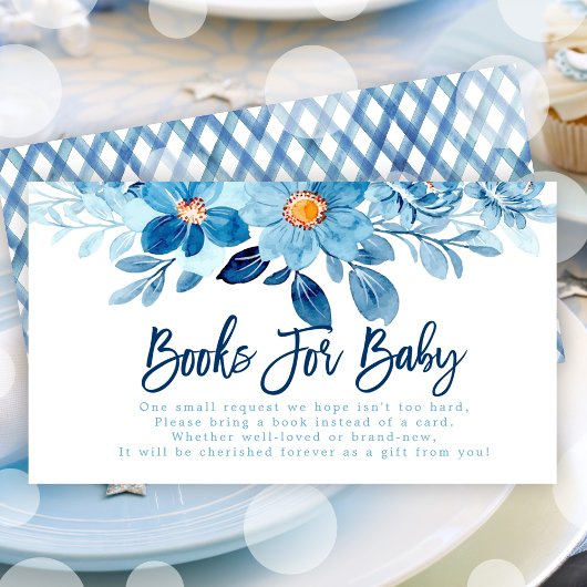 Blauw Waterverf Baby shower Boek aanvragen Informatiekaartje