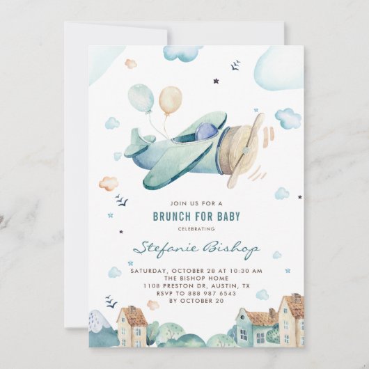  blauw Waterverf Baby shower jongen Kaart (Voorkant)