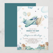 blauw Waterverf Baby shower jongen Kaart (Voorkant / Achterkant)