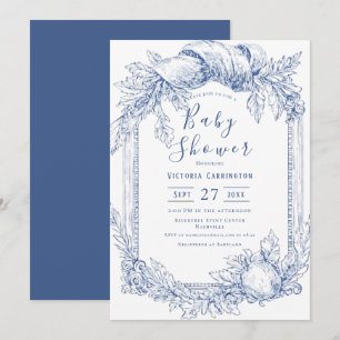 Blauw  Waterverf Baby shower Kaart