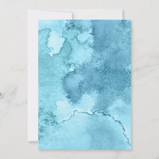 Blauw Waterverf Baby shower Uitnodigen Kaart (Achterkant)