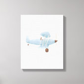 blauw Waterverf Biplane Canvas afdrukken (Voorkant)