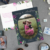 Blauw Waterverf Bladgroen 1 Foto Kerst Feestdagenkaart