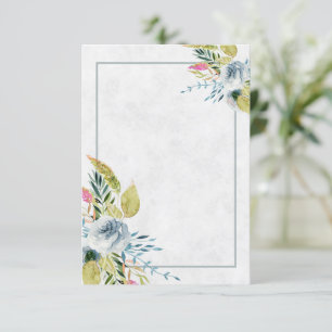 Blauw waterverf bloemen bruiloft uitnodiging