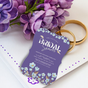  Blauw Waterverf Bloemen Vrijgezellenfeest Kaart