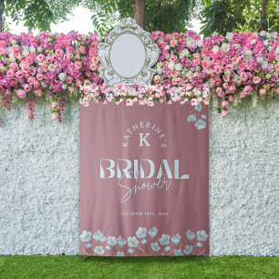 Blauw Waterverf Bloemen Vrijgezellenfeest Wandkleed