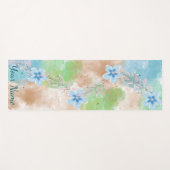 Blauw Waterverf Bloemendesign Yogamat (Voorkant (horizontaal))