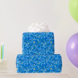 Blauw waterverf bloemontwerp verpakkingspapier cadeaupapier
