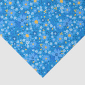 Blauw waterverf bloemontwerp verpakkingspapier tissuepapier (Detail)