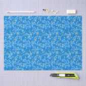 Blauw waterverf bloemontwerp verpakkingspapier tissuepapier (Craft)