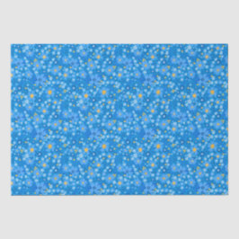 Blauw waterverf bloemontwerp verpakkingspapier tissuepapier