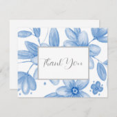 Blauw Waterverf boeket Bedankkaart (Voorkant / Achterkant)