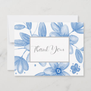 Blauw Waterverf boeket Bedankkaart