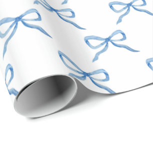 Blauw Waterverf Boog Patroon Cadeaupapier