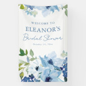 Blauw Waterverf Botanisch Aangepast Ontvangstbad Spandoek (Verticaal)