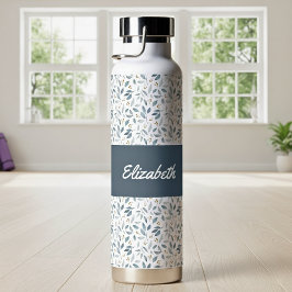 Blauw Waterverf Botanisch Patroonnaam Waterfles