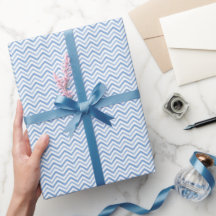 Blauw Waterverf Chevron Wrapping Paper