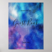 Blauw Waterverf Confetti Guest Book Sign Poster (Voorkant)