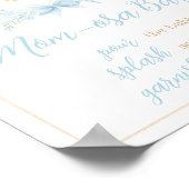 Blauw Waterverf Crest Baby shower Moeder Osa Bar Poster (Hoek)