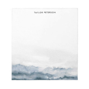 Blauw Waterverf Elegant Modern Persoonlijk Notitieblok