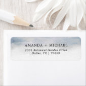 Blauw Waterverf Elegant Retouradres Etiket (Insitu)