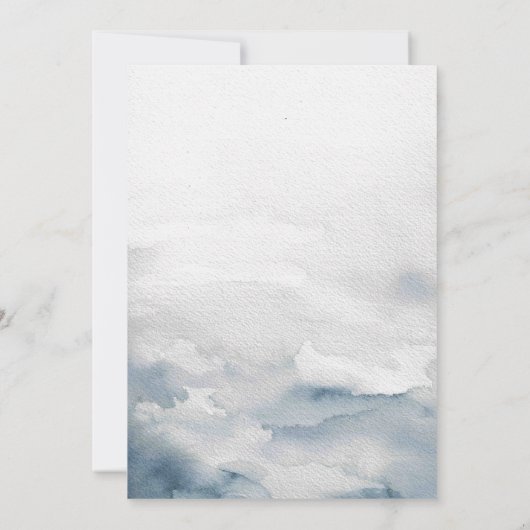 Blauw waterverf elegant save the dates met een mys kaart (Achterkant)